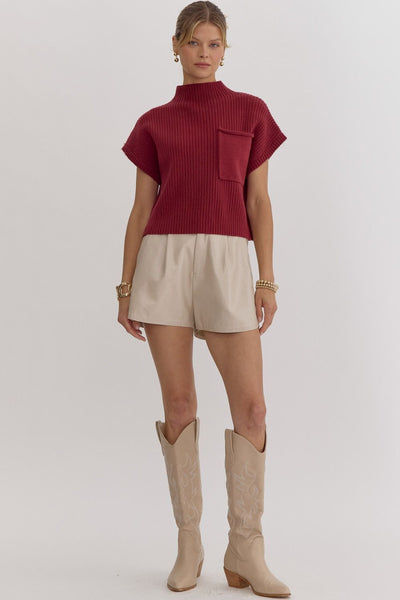 Annie Cropped Mock Neck Sweater