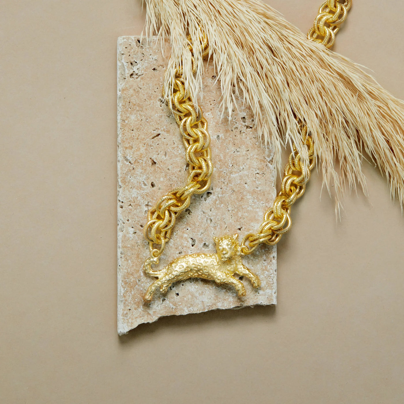 Gold Leopard Chain Necklace By Susan Shaw