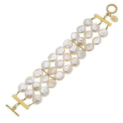Coin Row Pearl Bracelet by Susan Shaw