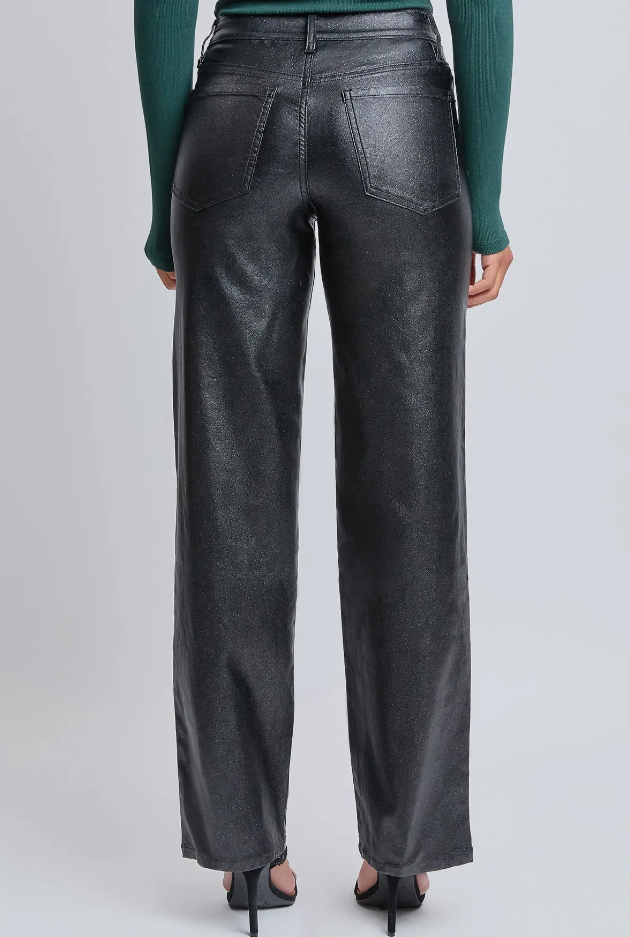 High Rise Metallic Straight Leg