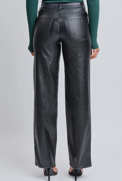 High Rise Metallic Straight Leg