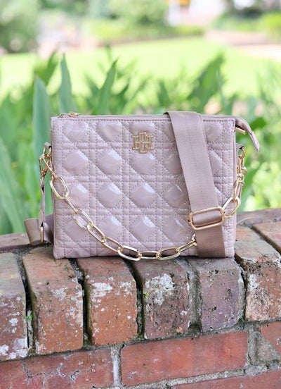 Ariana Crossbody Taupe Patent