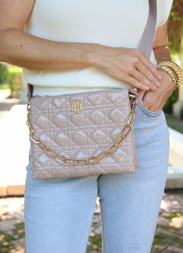 Ariana Crossbody Taupe Patent