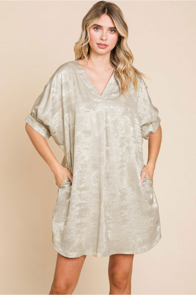 Gretta V-neck Metallic Dress