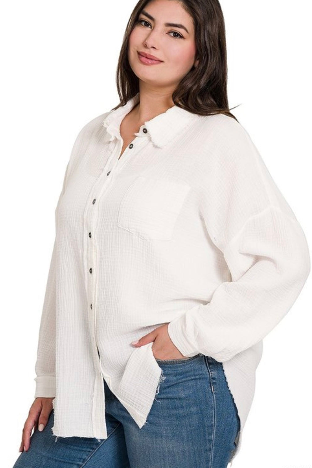 Rosalyn Cotton Gauze Shirt Plus