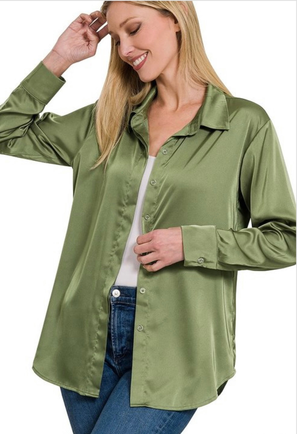 Hope Satin Button Down Top