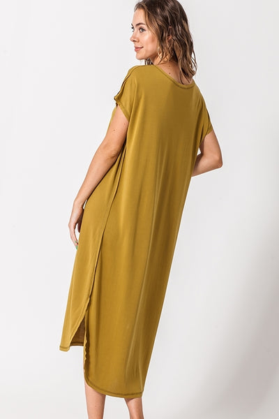 Victoria Drop Shoulder Dress with Curved Hemline - Corinne an Affordable Women's Clothing Boutique in the US USA