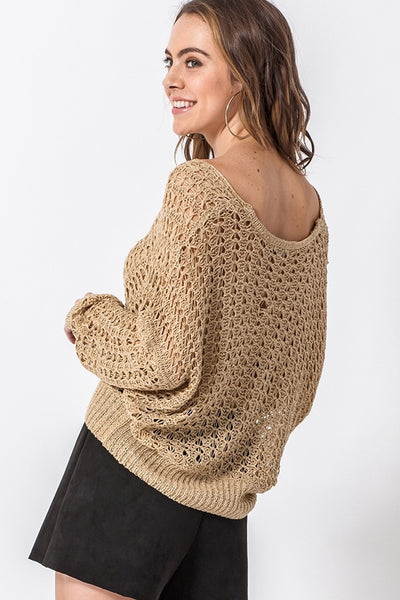Brooke V-Neck Loose Knit Pullover - Corinne an Affordable Women's Clothing Boutique in the US USA