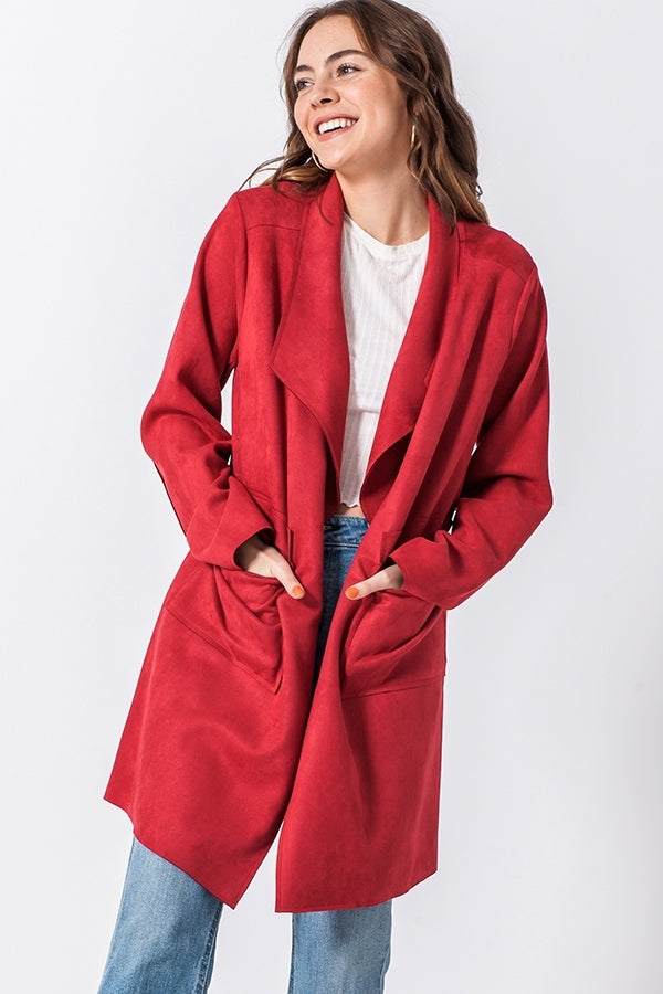 Clarissa Long Sleeve Suede Coat - Corinne an Affordable Women's Clothing Boutique in the US USA