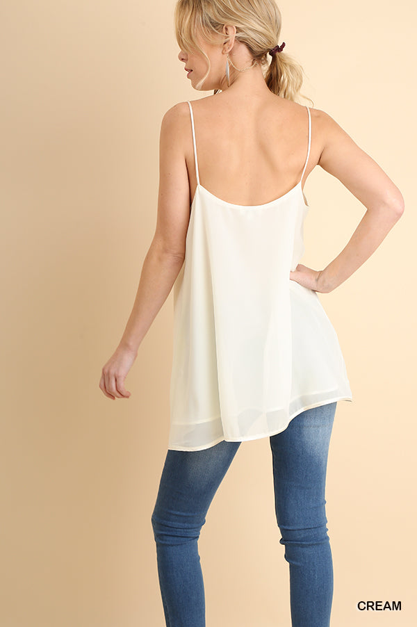 Londyn Chiffon Spaghetti Strap Top - Corinne an Affordable Women's Clothing Boutique in the US USA
