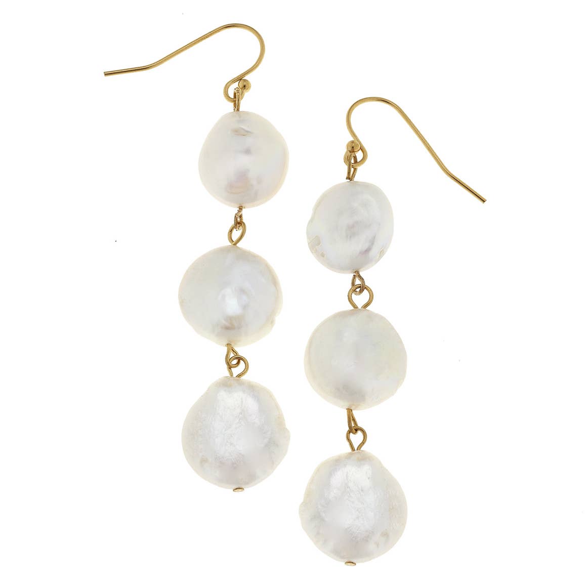 Triple Coin Pearl Earrings by Susan Shaw - Corinne an Affordable Women's Clothing Boutique in the US USA