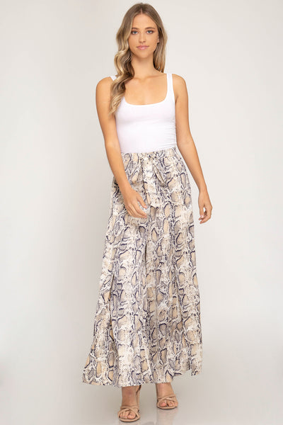 Kinsley Snake Print Wide Leg Pants - Corinne an Affordable Women's Clothing Boutique in the US USA