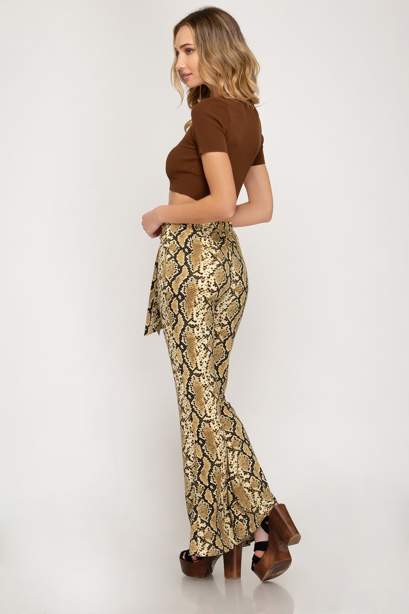Leanne Snake Print Knit Flares - Corinne an Affordable Women's Clothing Boutique in the US USA