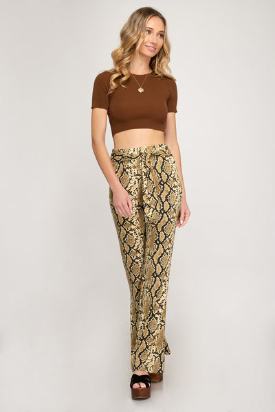 Leanne Snake Print Knit Flares - Corinne an Affordable Women's Clothing Boutique in the US USA