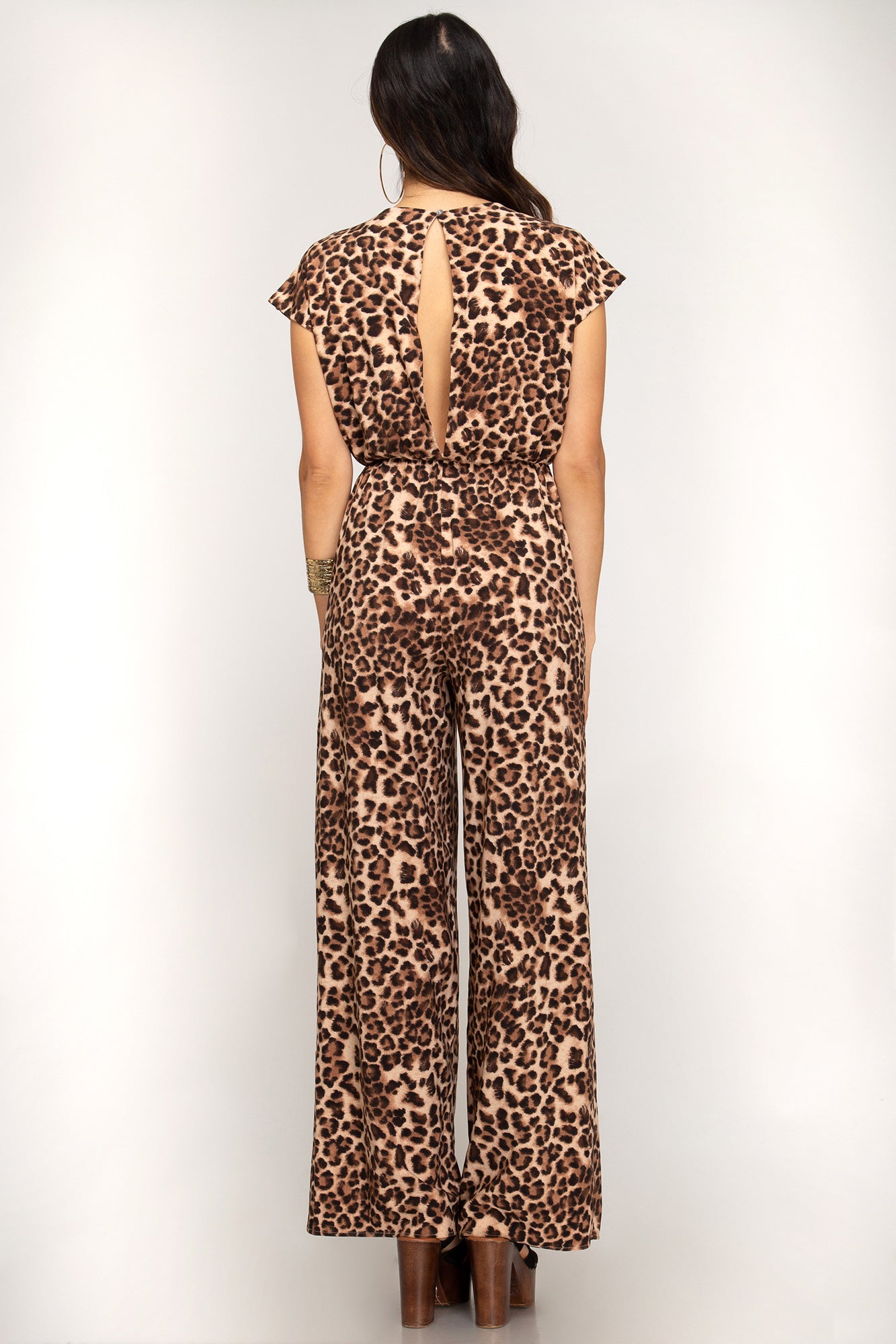 Gloria Wide Leg Animal Print Jumpsuit - Corinne an Affordable Women's Clothing Boutique in the US USA