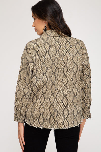 Jessica Long Sleeve Snake Print Jacket - Corinne an Affordable Women's Clothing Boutique in the US USA