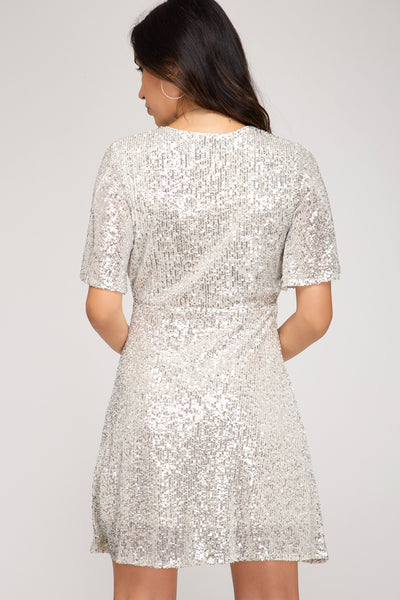 Jasmine Surplice Sequin Wrap Dress - Corinne an Affordable Women's Clothing Boutique in the US USA