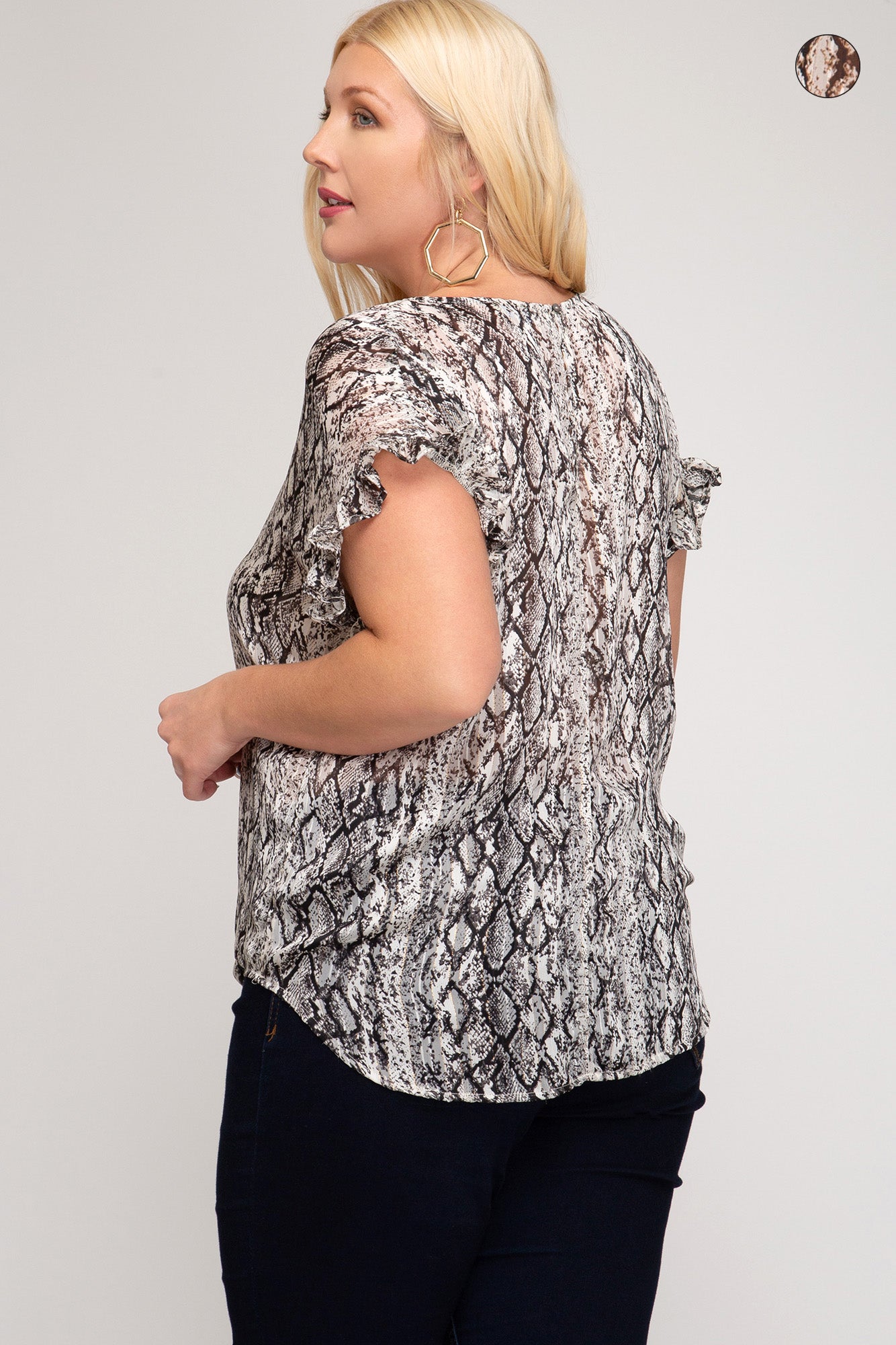 Laura Snake Print Top (PLUS) - Corinne an Affordable Women's Clothing Boutique in the US USA