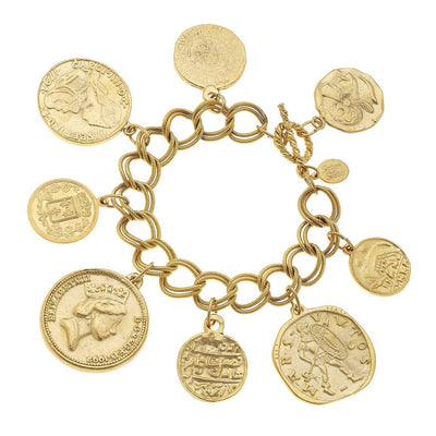 Gold Coin Charm Bracelet by Susan Shaw - Corinne an Affordable Women's Clothing Boutique in the US USA