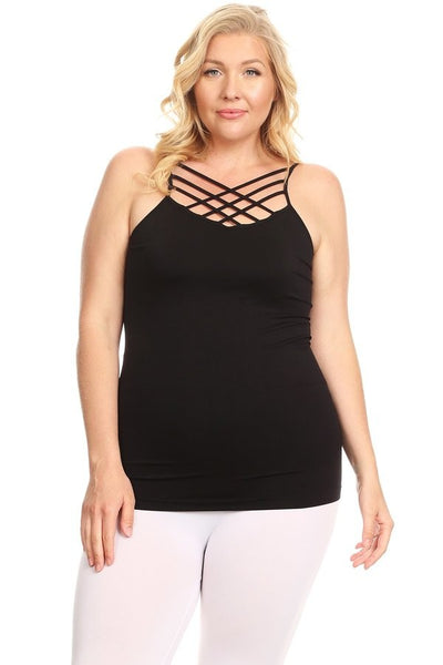 Jasmine Seamless Triple Criss-Cross Front Cami (PLUS) - Corinne an Affordable Women's Clothing Boutique in the US USA