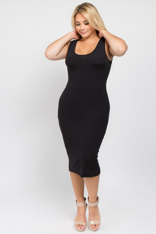 Melissa Scoop Neckline Bodycon  Dress (PLUS) - Corinne an Affordable Women's Clothing Boutique in the US USA