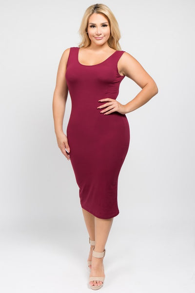 Melissa Scoop Neckline Bodycon  Dress (PLUS) - Corinne an Affordable Women's Clothing Boutique in the US USA