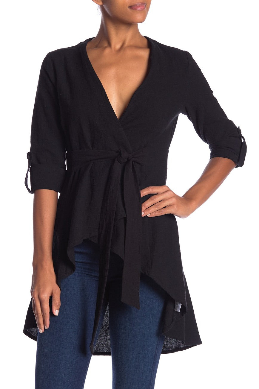 Harley Wrap Hi-Lo Woven Blouse - Corinne an Affordable Women's Clothing Boutique in the US USA