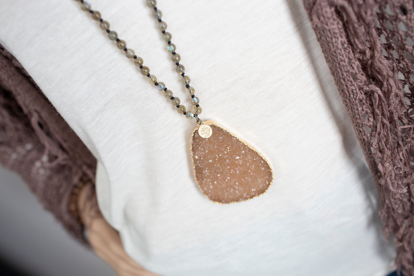 Druzy Quartz Pendant Necklace by Karli Buxton - Corinne an Affordable Women's Clothing Boutique in the US USA