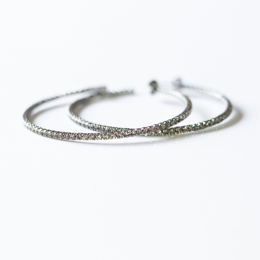 Crystal Pavé Flex Hoops - Gunmetal by Karli Buxton - Corinne an Affordable Women's Clothing Boutique in the US USA