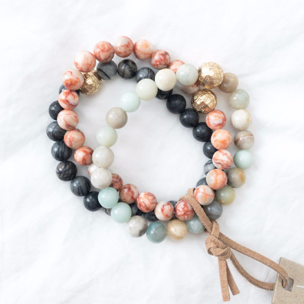 Marbled Stone Stretch Bracelets - Corinne an Affordable Women's Clothing Boutique in the US USA