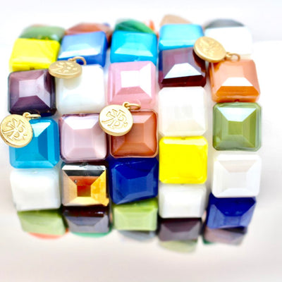 Color Block Crystal Squares Bracelet by Karli Buxton - Corinne an Affordable Women's Clothing Boutique in the US USA
