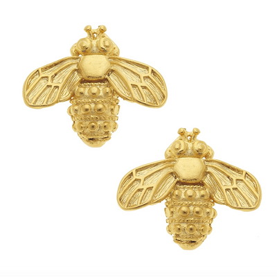 Gold Bee Earrings By Susan Shaw - Corinne Boutique Family Owned and Operated USA