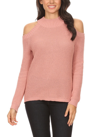 Mollie Mock-Neck Cold Shoulder Sweater - Corinne an Affordable Women's Clothing Boutique in the US USA