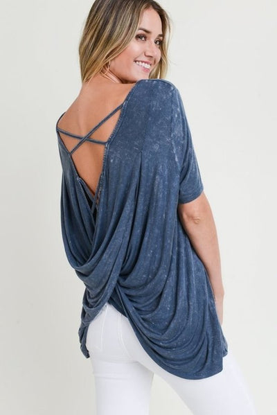 Lucy Crisscross Draped Back Top - Corinne an Affordable Women's Clothing Boutique in the US USA