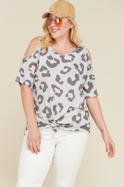 Amy Cold Shoulder Leopard Print Top PLUS - Corinne an Affordable Women's Clothing Boutique in the US USA
