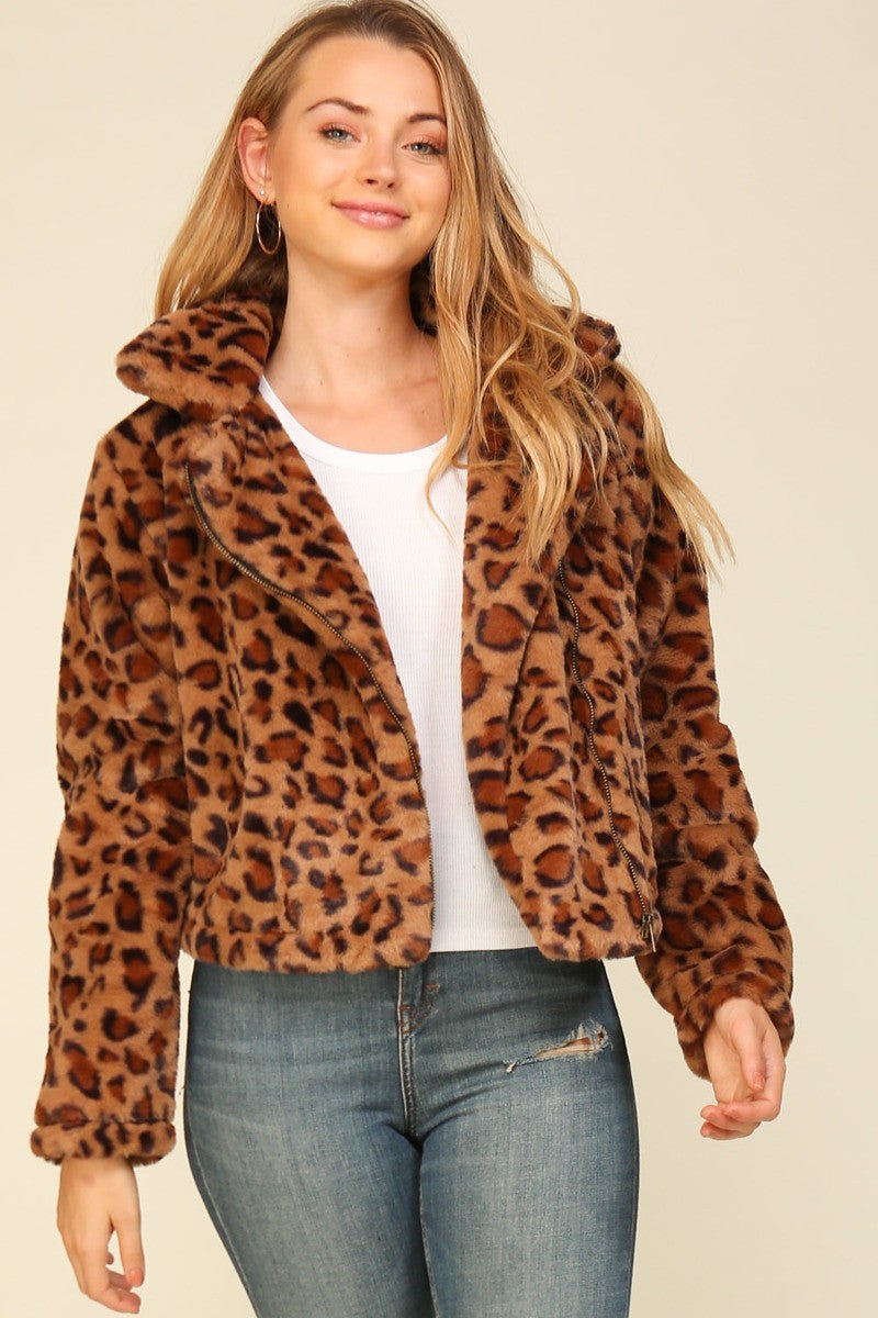 Rene Leopard Faux Fur Jacket - Corinne an Affordable Women's Clothing Boutique in the US USA