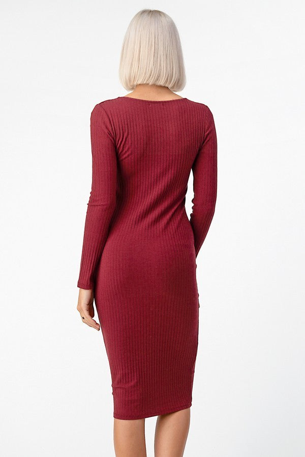 Max Ribbed Crew Neck Long Sleeve Dress - Corinne an Affordable Women's Clothing Boutique in the US USA