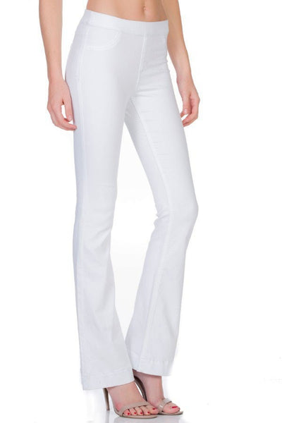 Morgen Pull-On White Flare Jeans - Corinne an Affordable Women's Clothing Boutique in the US USA