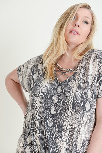Carrie Snake Print Crisscross Top - Corinne an Affordable Women's Clothing Boutique in the US USA