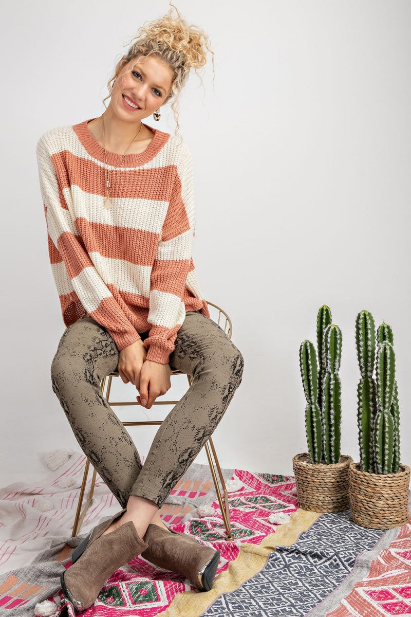 Maddie Striped Soft Knit Pullover - Corinne an Affordable Women's Clothing Boutique in the US USA