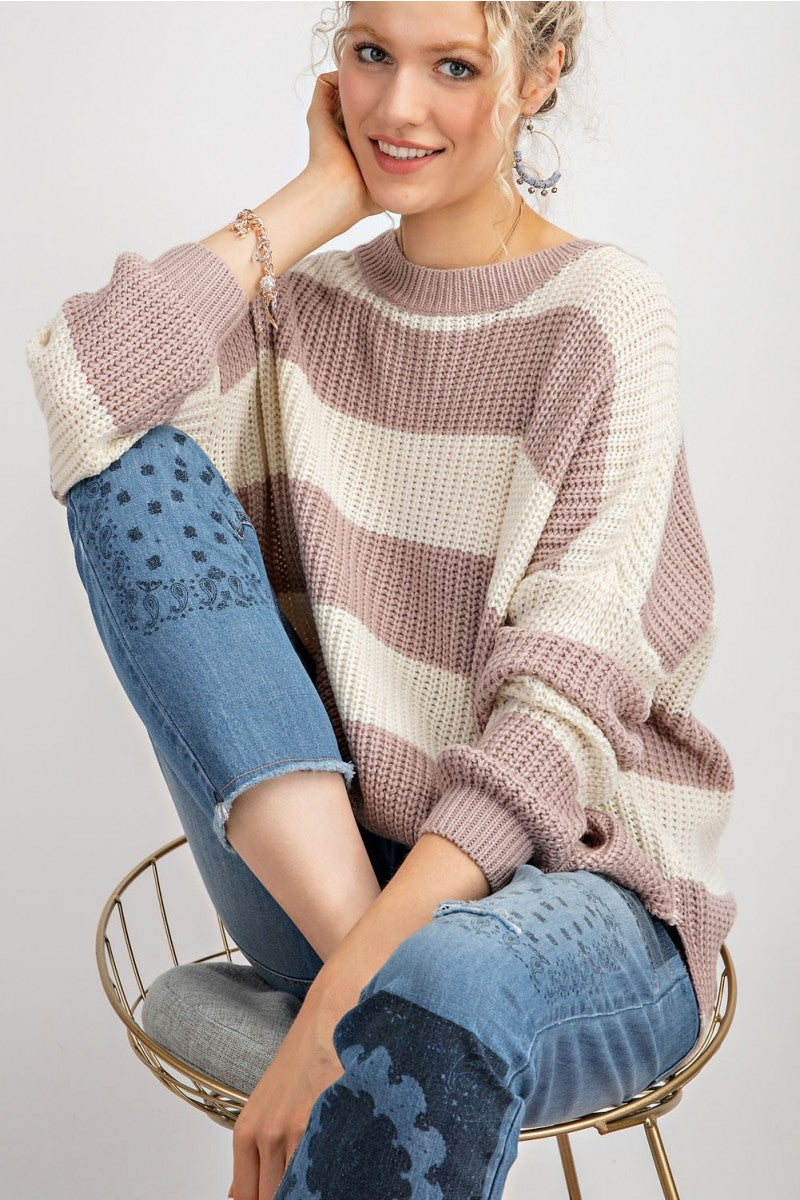 Maddie Striped Soft Knit Pullover - Corinne an Affordable Women's Clothing Boutique in the US USA