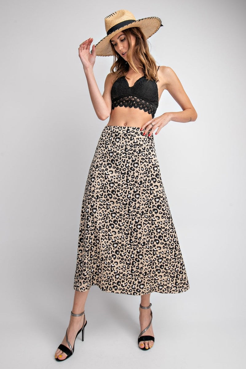 Nora Leopard Print Matte Satin Skirt - Corinne an Affordable Women's Clothing Boutique in the US USA