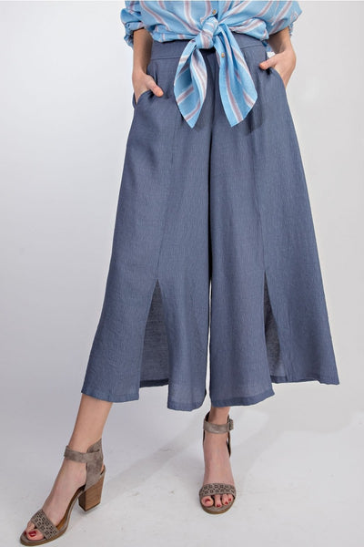 Ethel Crepe Wedge Bali Slit Pants - Corinne an Affordable Women's Clothing Boutique in the US USA