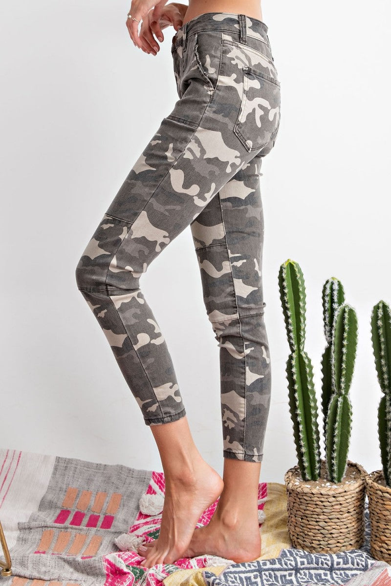 Charla Camo Printed Stretch Twill Pants - Corinne an Affordable Women's Clothing Boutique in the US USA