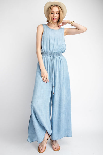 Penelopy Chambray Jumpsuit - Corinne an Affordable Women's Clothing Boutique in the US USA