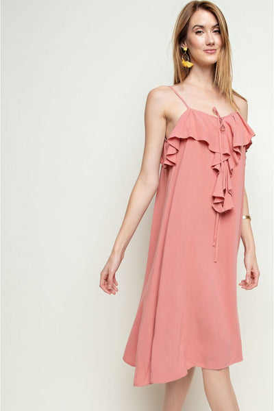 Marie Drape Ruffle Dress - Corinne an Affordable Women's Clothing Boutique in the US USA