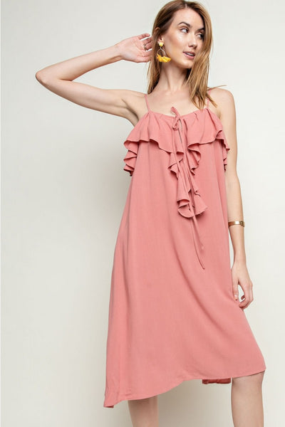 Marie Drape Ruffle Dress - Corinne an Affordable Women's Clothing Boutique in the US USA
