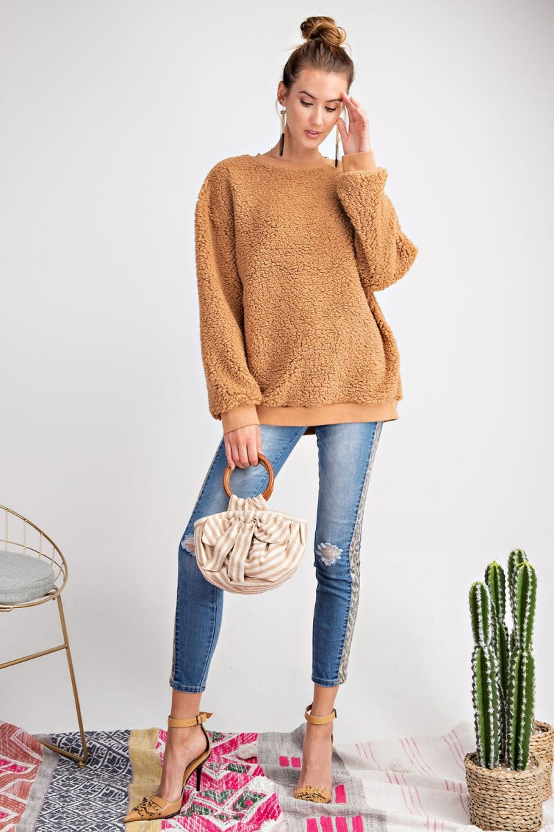Rebecca Dropped Sleeve Crew-Neck Sweatshirt - Corinne an Affordable Women's Clothing Boutique in the US USA