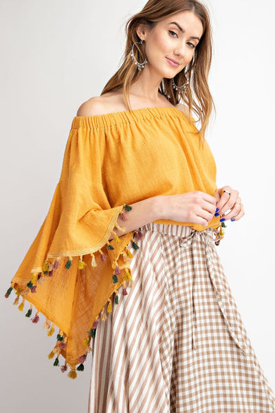 Madison Off-The-Shoulder Tassel Top - Corinne an Affordable Women's Clothing Boutique in the US USA