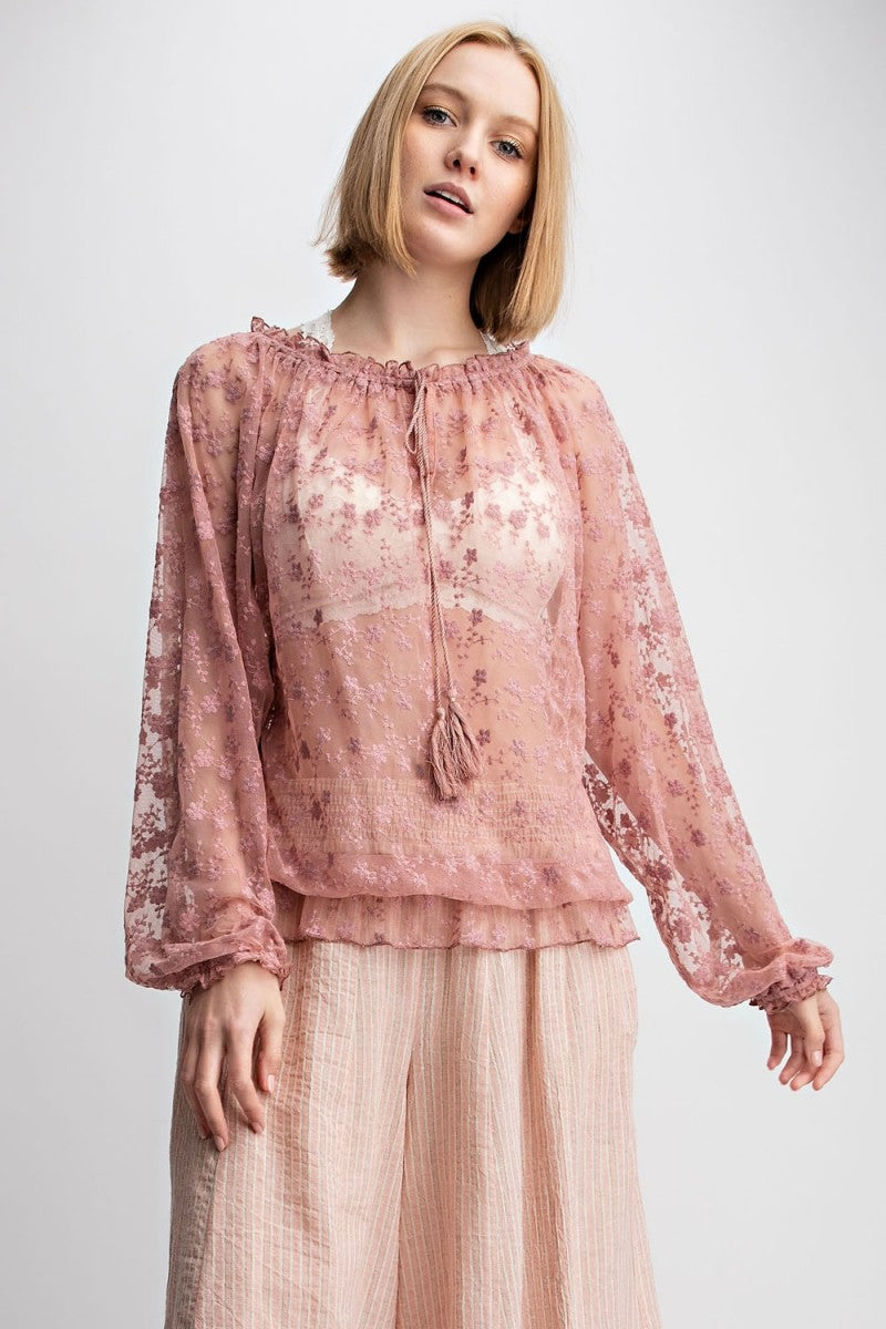 Sabrina Embroidered Lace Top - Corinne an Affordable Women's Clothing Boutique in the US USA